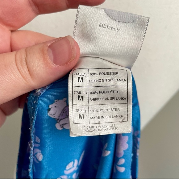 Vintage Disney Store Blue Winnie The Pooh Satin Pyjama Nightgown Size Medium - Picture 6 of 7